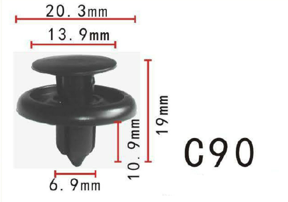 プッシュ　リベット　トヨタ系　フェンダー用　PF-C90　10個