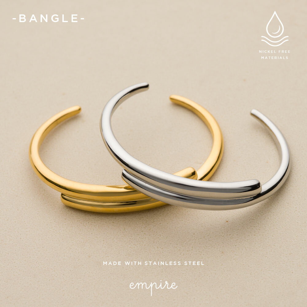 バングル サージカルステンレス 金属アレルギー対応 18K コーティング 高級感 高見え 錆びない おしゃれ 個性 シンプル ウェーブ レディース 女性 ギフト...