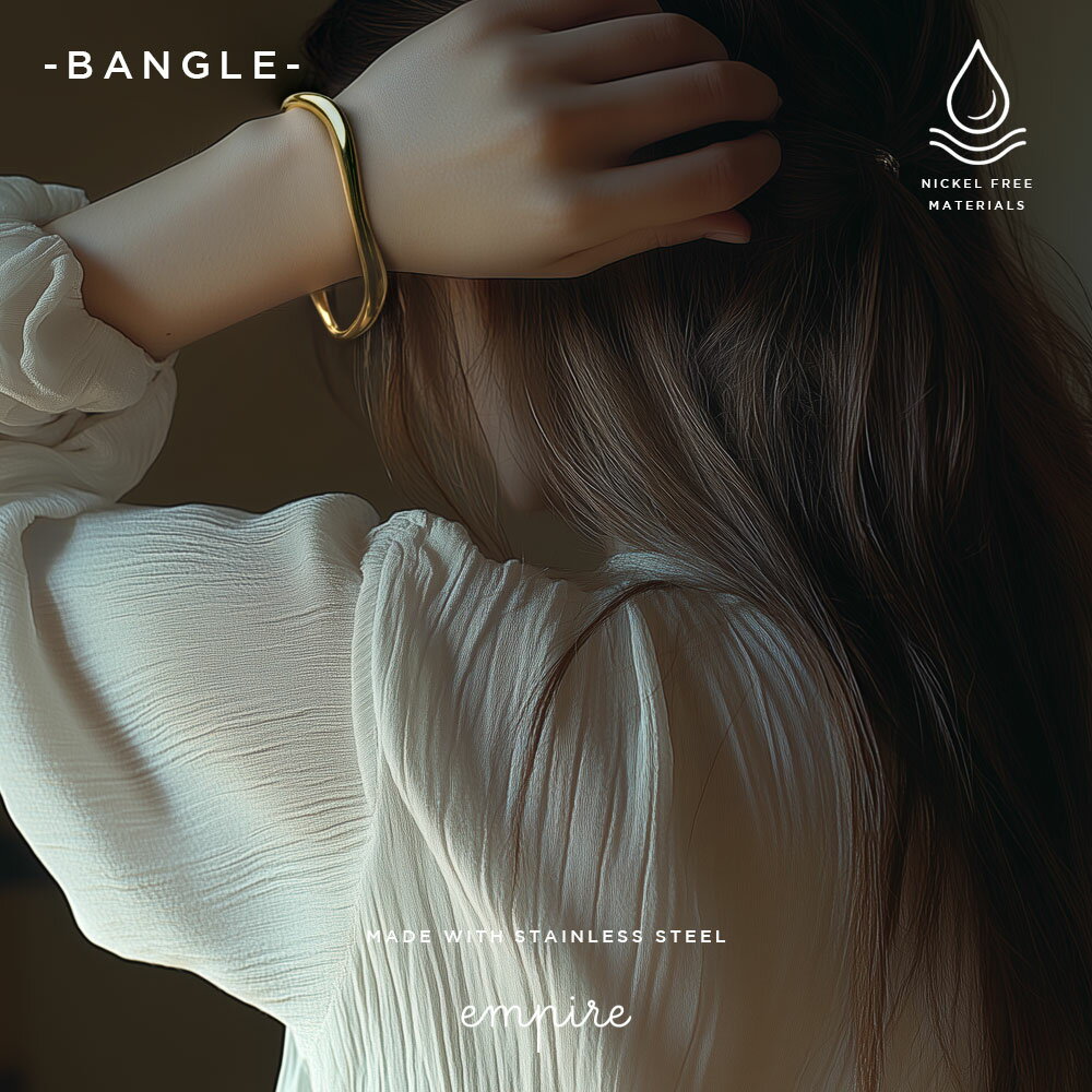 バングル サージカルステンレス 316L 金属アレルギー対応 18K コーティング レディース ブレスレット ぷっくり 大人 かわいい シンプル 上品 エレガント ジュエリー ゴールド シルバー プチプラ 高見え empire