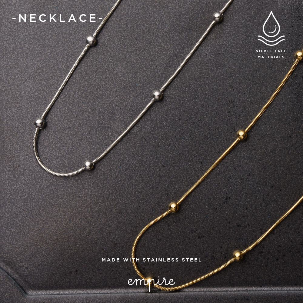 ネックレス チェーン スネーク ボール チェーン レディース スキン シンプル おしゃれ ブランド 長さ 45cm つけっぱなし ステンレス 金属アレルギー スキンジュエリー 大人 ゴールド シルバー 高見え empire