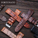 時計 ベルト 腕時計 バンド FORTUNATO フォルトゥナート Croco イタリアンレザー クロコ 型押し 革 メンズ 18mm 19mm 20mm 21mm 22mm 24mm イージークリック