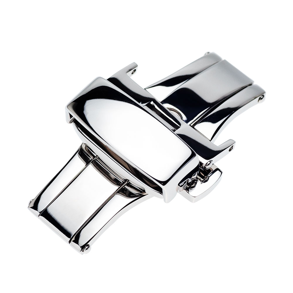 【在庫処分】EMPIRE 316L プッシュボタン 跳ね上げ Dバックル 16mm 18mm 20mm シルバー