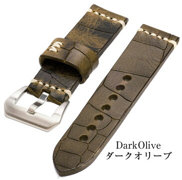 時計の存在感を引き上げる極厚な4mm EMPIRE DeepCroco（ディープ・クロコ） 時計 ベルト 革 パネライなどの大型ケースによく合う ハンドメイド イタリアンレザー 本革 バンド 22mm 24mm