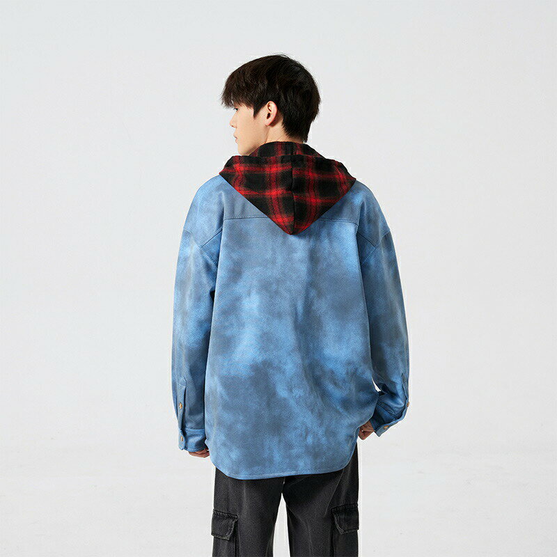 メンズ アウター 長袖 春秋 フード付きシャツジャケット 花柄 カジュアルジャケット 韓国風 ゆったり おしゃれ 羽織り ストリート系 ブルゾン コート 大きいサイズ 体型カバー トレンド ファッション デイリーウェア 男性用 秋服 春服