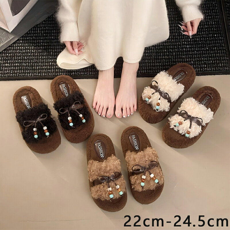 厚底 ファー サンダル レディース 歩きやすい ミュール 疲れない カジュアル おしゃれ きれいめ フェミニン ベーシック ローヒール 4.5cm 秋冬 ファーサンダル かかとなし お出かけ 室内履き 来客用 北欧 防寒 美脚 旅行