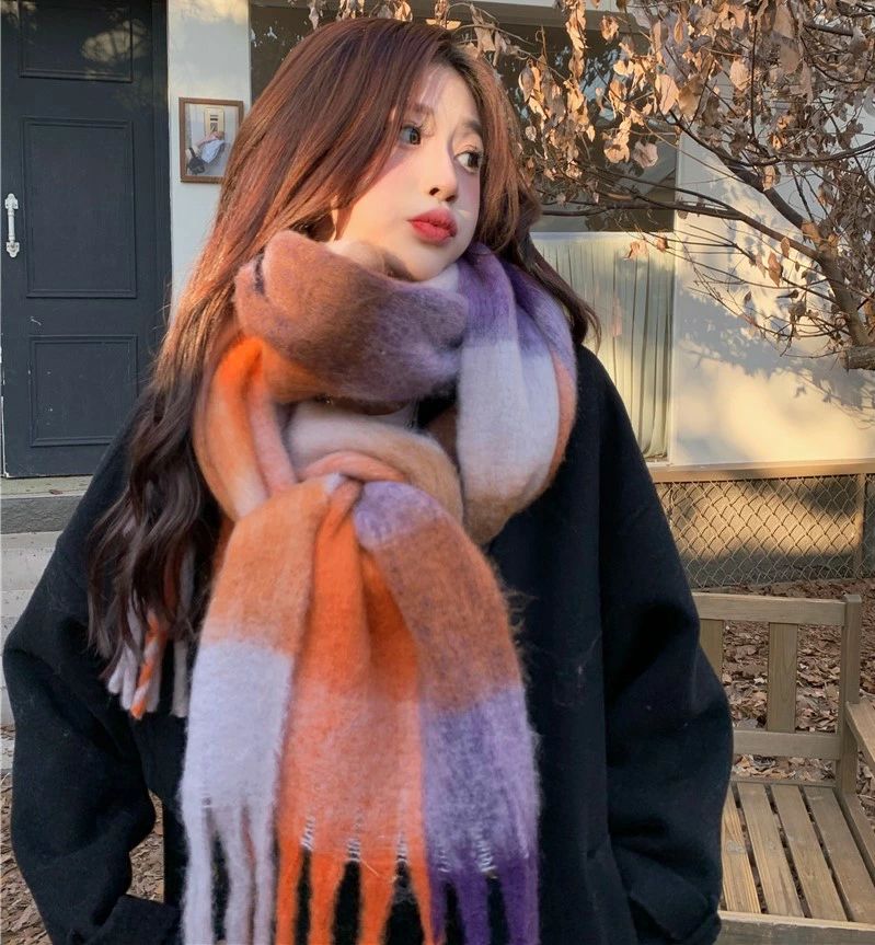 ふわふわストール韓国6色チェック可...