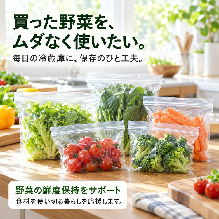 【選べる5サイズ】2個から送料無料 エンバランス ジッパーバッグ EMBALANCE 保存袋 鮮度保持 野菜保存袋 食品保存袋 チャック付き袋 冷蔵 冷凍 繰り返し使える 日本製 BPAフリー XS S Mwide L XL バラエティセット 7枚入り (2)
