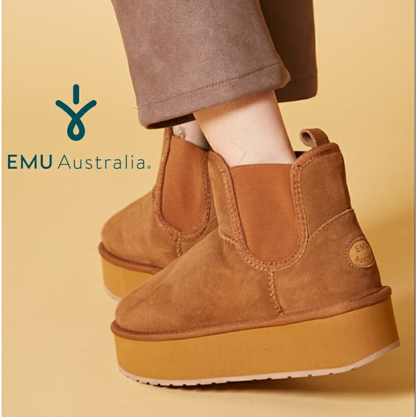 楽天EMU Australia公式ショップ【公式】EMU Australia エミュ Thresher Flatform 撥水 シープスキン ムートン 厚底 プラットフォーム サイドゴア ボア 靴 ブーツ ショート 天然 革 防寒 保温 ショート レディース メンズ 秋冬 秋 冬 公式 正規 通販 ファー トレンド 送料無料