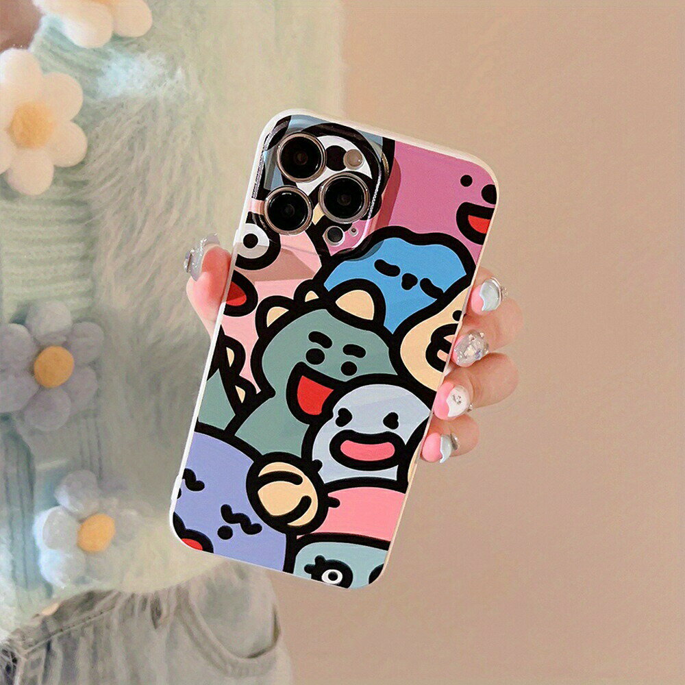 アップル15/14/13/12/11シリーズ用のクリエイティブでカートゥーン風で面白くてカラフルなモンスターシリコン製のスマホケース