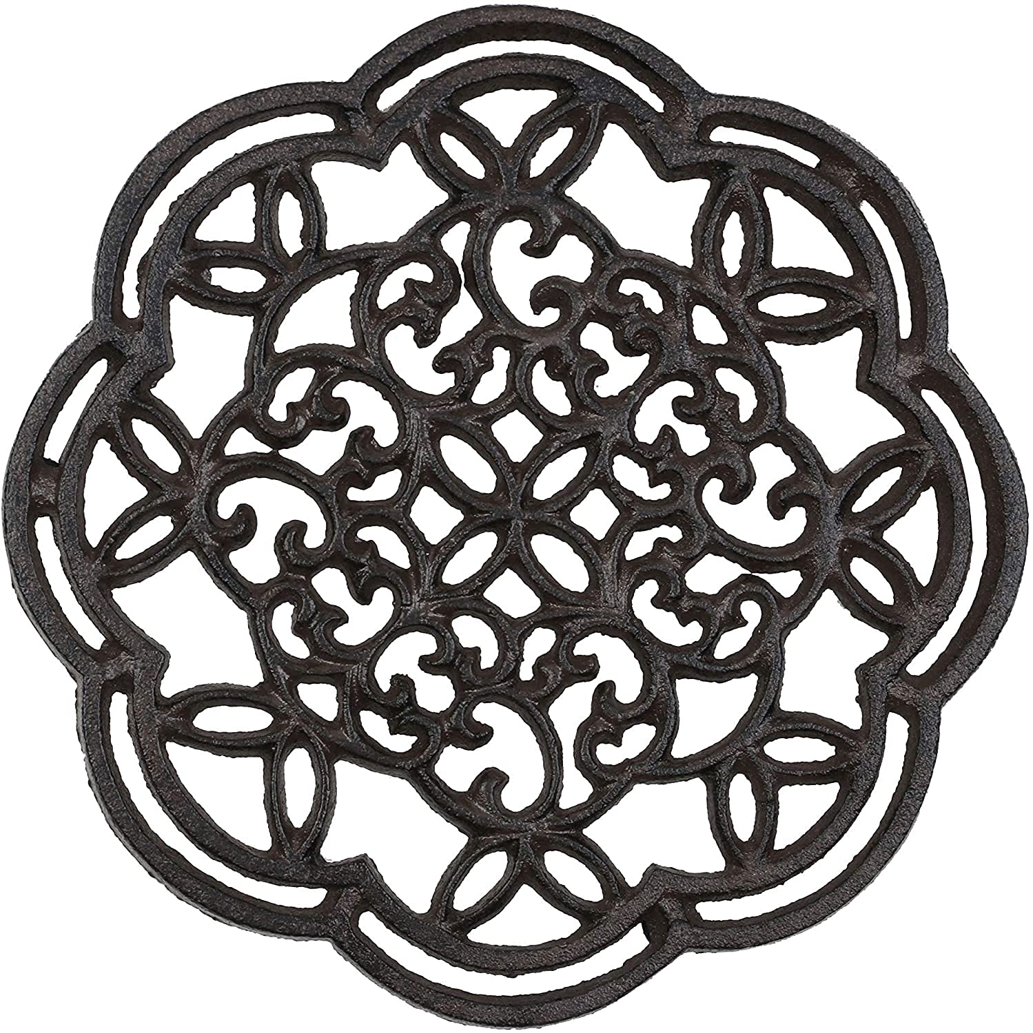 鍋敷き 大形 耐熱 釜敷き 鉄器瓶 調理器具 鉄瓶置き アンティーク風 鉄鋳物製 鉄製 19.5CM