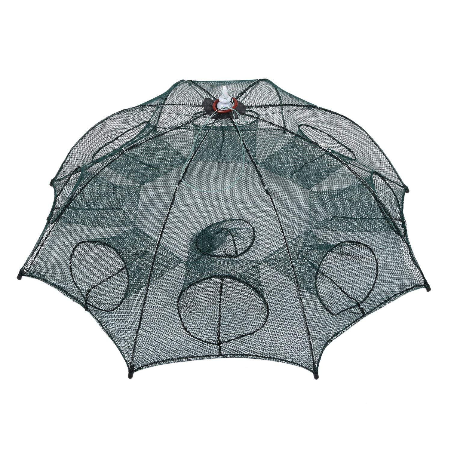 ポータブル折りたたみ式8サイド8穴自動釣りネットランディングネットトラップキャストディップケージフ..