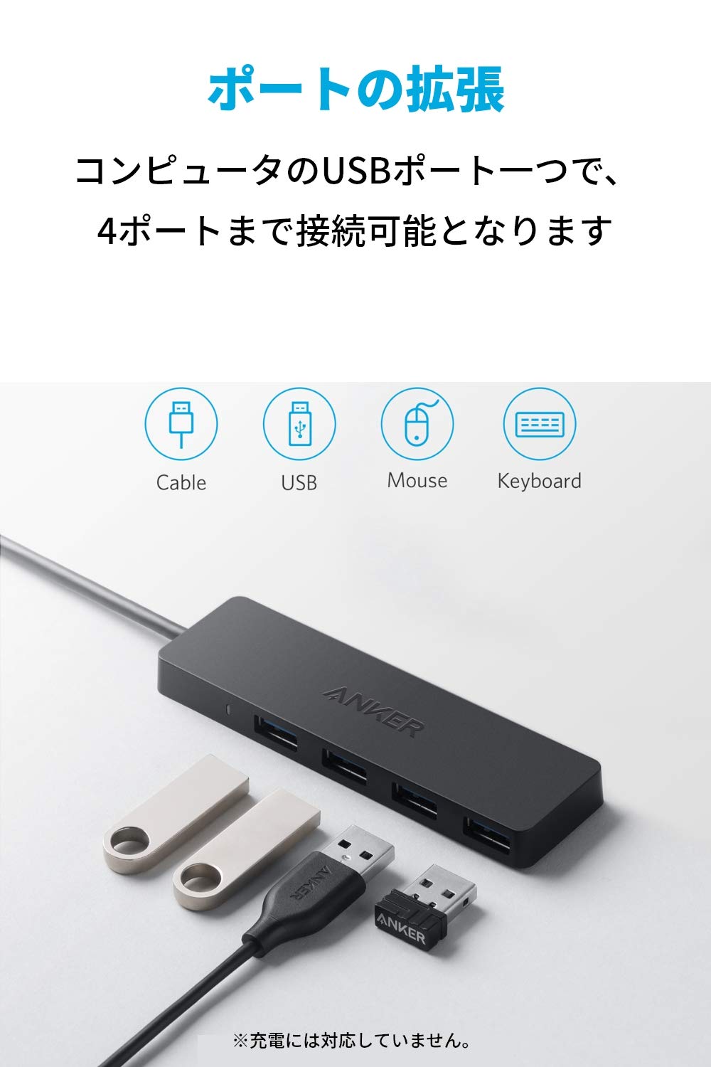 USB3.0 ウルトラスリム 4ポートハブ USB ハブ 60cm ケーブル 5Gbps高速転送 バスパワー 軽量 コンパクト MacBook/iMac/Surface Pro 等 ノートPC 他対応 USBハブ テレワーク リモート 在宅勤務