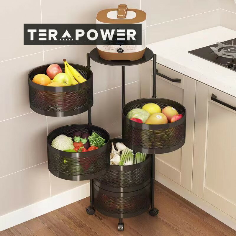 楽天エムーエムショップ回転するキッチンワゴン　収納ワゴン　選べる2色3サイズ　キャスター付き収納ワゴン　野菜収納ワゴン　お菓子収納　キッチン収納ラック75