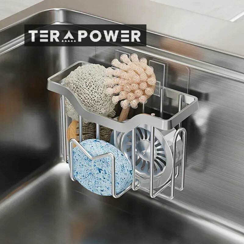 スポンジホルダー キッチンシンクオーガナイザー ステンレス鋼 スポンジブラシ用 スクレーパー