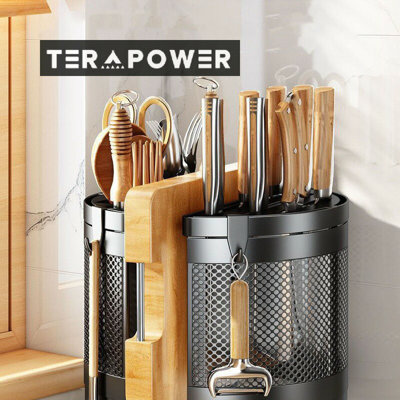 まな板スタンド 包丁スタンド 取り出しやすい 回転式 選べるカラー 360回転 ラック 収納 フック4個付き..