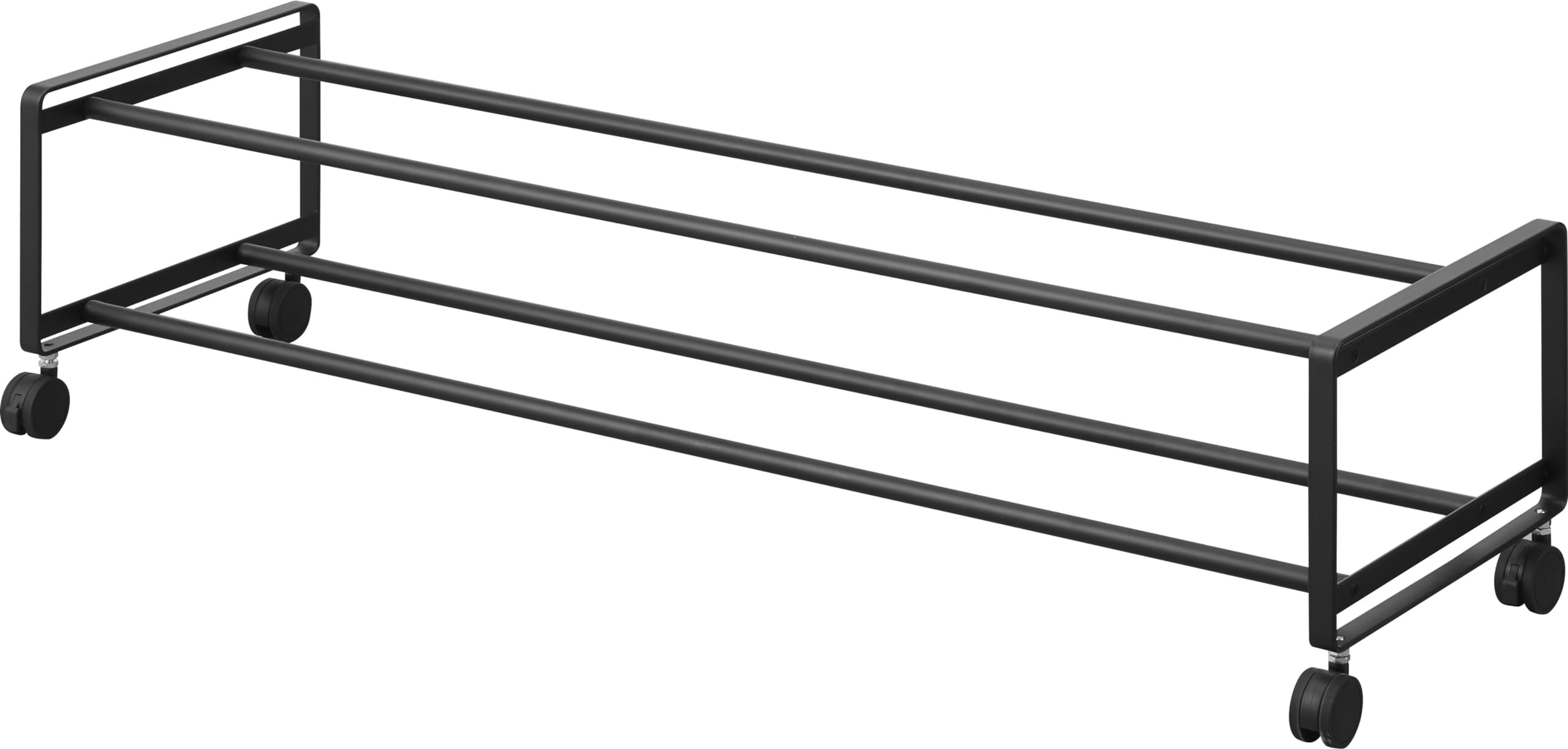 引き出せる キャスター付き シューズラック 2段 ブラックキャスター含む) タワー 下駄箱下 収納ワゴン ..