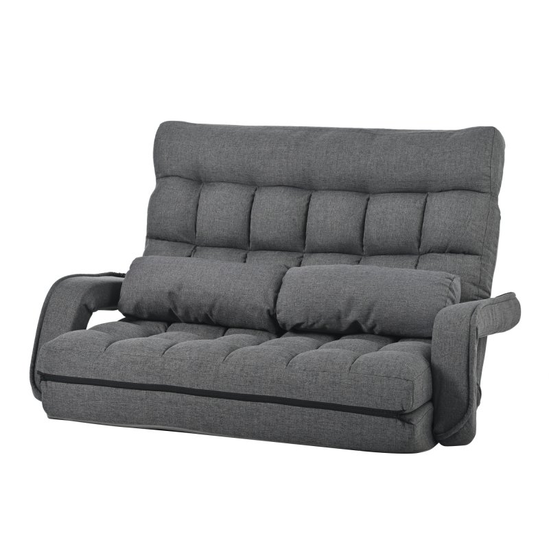 座椅子 二人掛け 連動肘つき リクライニングソファ 折りたたみ 座いす 2人掛けソファー ハイバック リ..