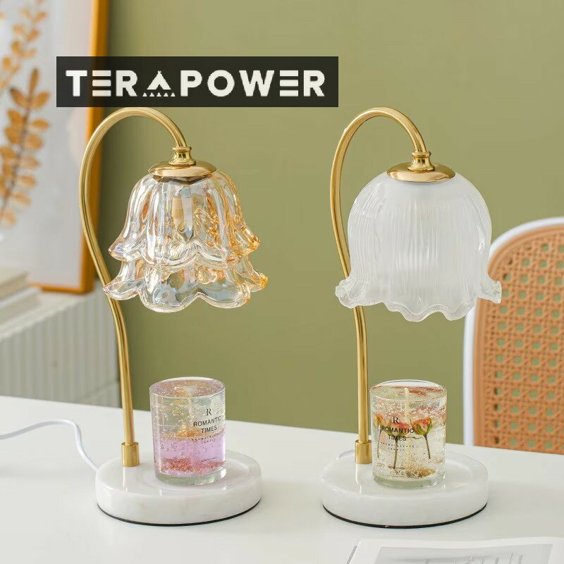 キャンドルウォーマー キャンドルランプ アロマキャンドル LEDライト 間接照明 無段階調光 韓国インテリア雑貨 小物 110v電圧 花の形 2個の電球付き