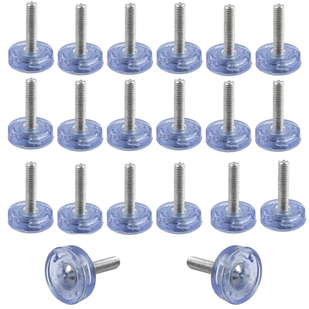 高さ調整 家具脚 ソファー足 交換 キャビネット足の交換用 固定脚 レベラー 20個入りレベリングフット 家具 アジャスター ステンレス製家具脚 継ぎ脚 キズ防止 防音 楽々移動 透明な M6 x 26.5mm