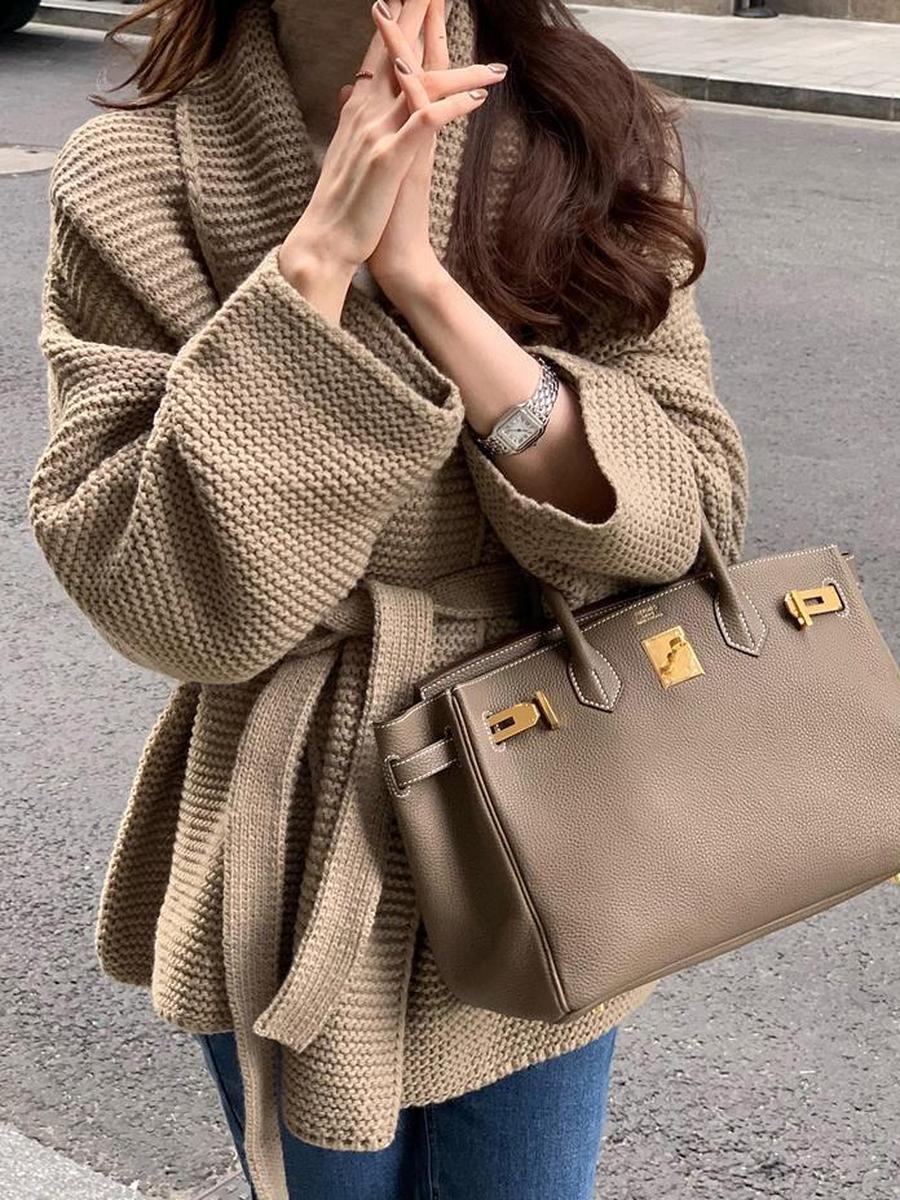 カーディガン ファッション セミロング ニットセーター 秋冬服 大きいサイズ レディース 着痩せ