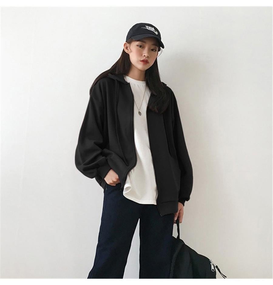 パーカー 春夏 薄手 スウェット グレーの薄いファスナー 秋冬裏起毛トレーナー アウター カジュアルコートの大きいoversizeのゆったりしたスポーツの 韓国...