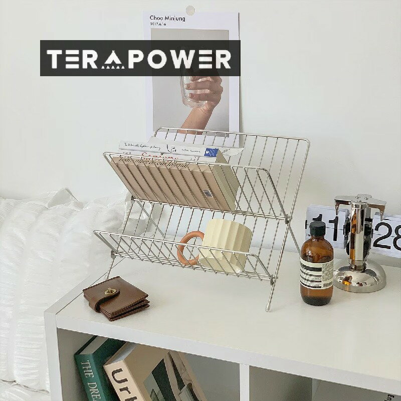 インスタイルシンプル中世無地錬鉄製折りたたみ式排水ラック雑誌ブックプレートカップ収納ラック棚