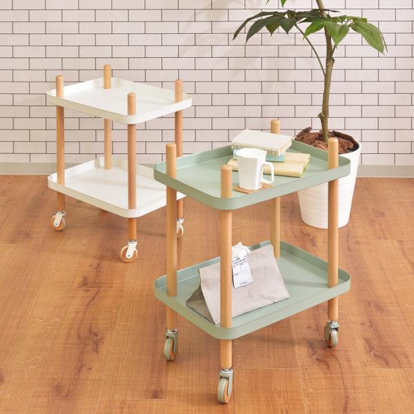 イドラック サイドワゴン サイドテーブル キャスター付き キッチンワゴン ベッドサイド ソファサイド マルチワゴン ナイトテーブル トレー 収納棚