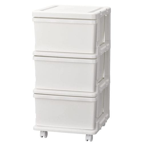 アステージJEJ (シーズ) スリムチェスト プラスチック 3段 キャスター付き ホワイト
