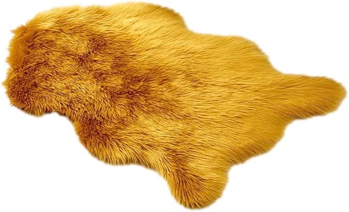 ラグマット 人工ムートン フワフワ 柔らかい肌触り リビングルーム ベッドルーム キャンプ 50x80cm(ゴールド, 50x80cm)