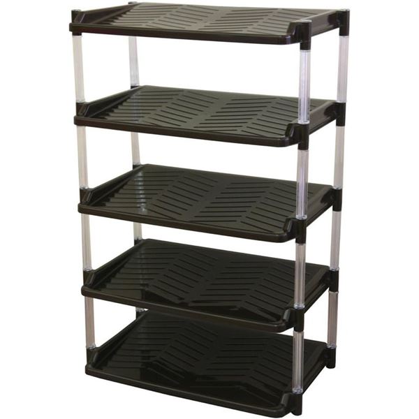 クリスタルシューズラック ワイド5段 ブラウン 組立品