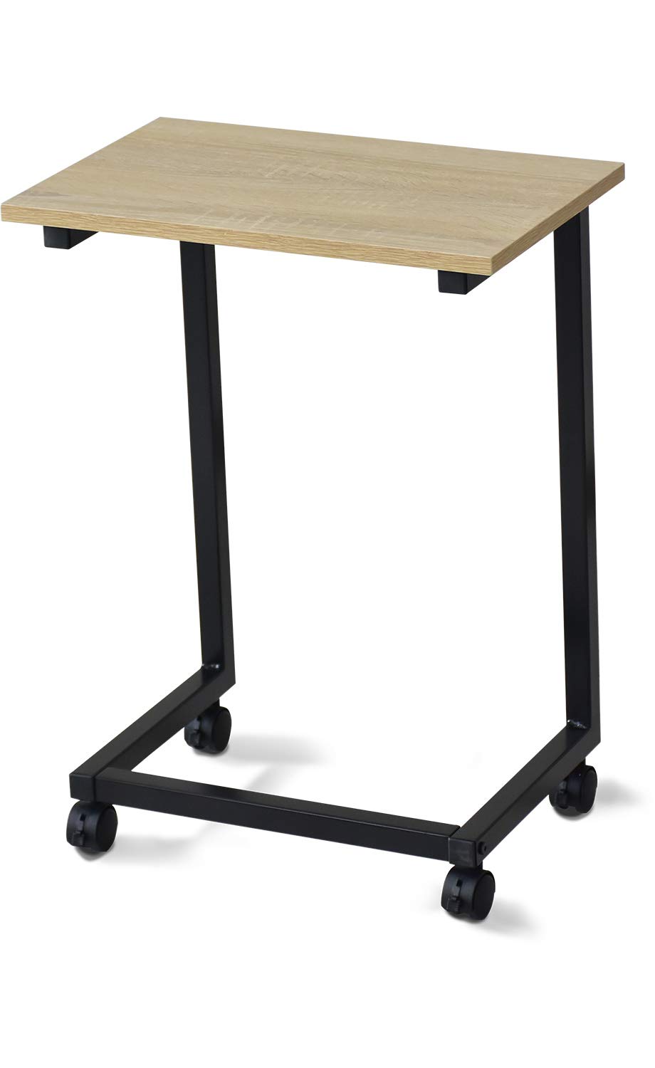 ドリス サイドテーブル ナイトテーブル ソファサイドテーブル コの字型デザイン 幅40cm 奥行30cm 高さ60cm キャスター付き キャスターなし切り替え可 ブラック コロル