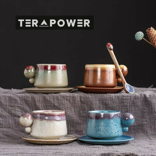 セラミックコーヒーカップ&ソーサーセット ボールマグ レトロ窯ウォーターカップ アフタヌーンティー ストーンウェアセラミックカップ セラミックコーヒーカップ&ソーサーセット ボールマグ レトロ窯ウォーターカップ アフタヌーンティー ストーンウェアセラミックカップ
