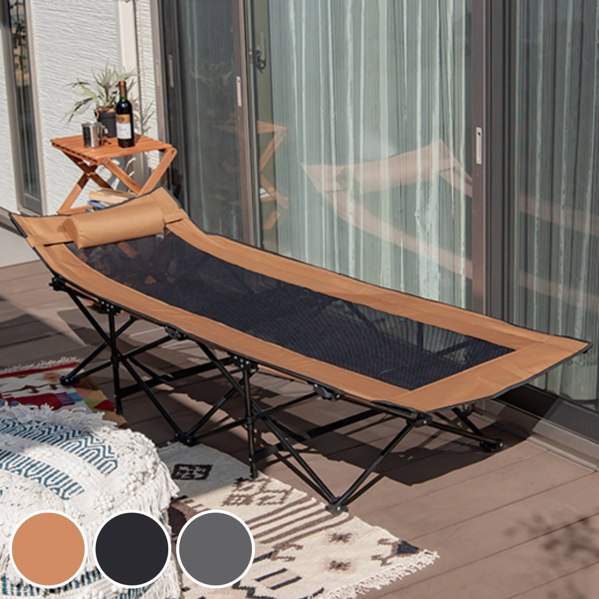 アウトドアベッド 収納バッグ付き まくら付き アウトドア ベッド フォールディングベッド 折りたたみ ..