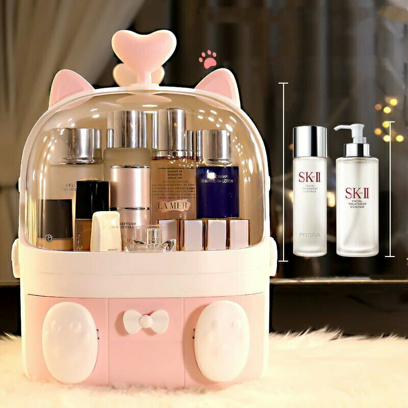 エムーエムショップの防塵 家庭用 かわいい ネットレッド 乙女心 ピンク 化粧箱 レディース 鏡台 デスクトップ スキンケア用品 収納ケース｜アングル2