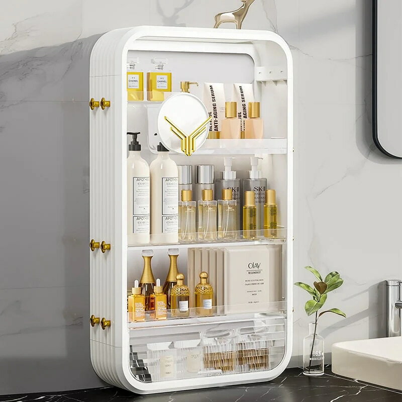 パンチフリー 壁掛け式 トイレ 重層 収納 ボックス 家庭用 ファッション お風呂 クリーム色 収納ラック