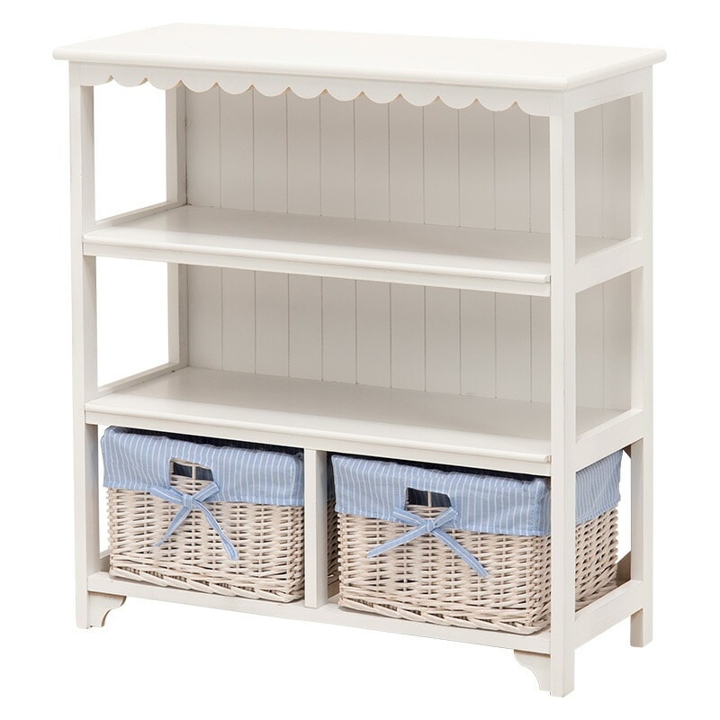 キャビネット（ホワイト）　MCC-5780WHまるでフリルが付いたようなデザインが可愛いデザインのキャビネット内布付きバスケット2つ付き