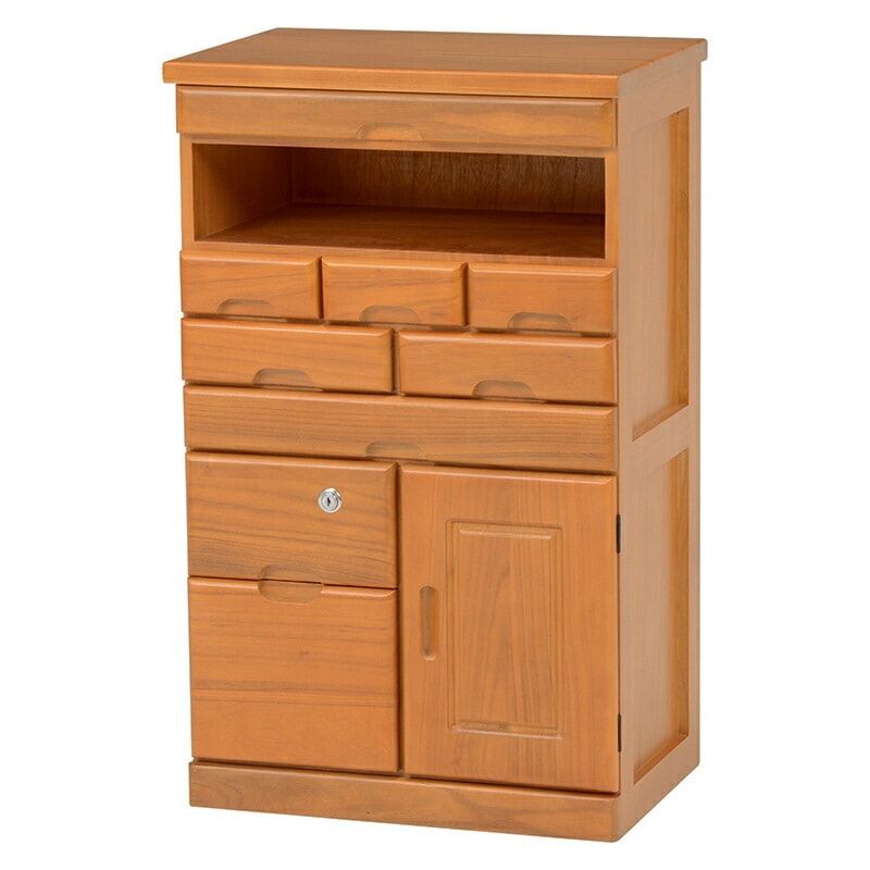 台(ナチュラル)　MFX-6230NA多引き出しのFAX台鍵付きの引出しには重要なものを保管できます