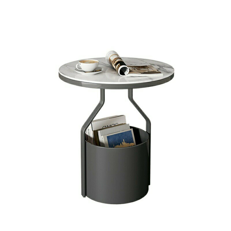 ライト高級スレートソファサイドテーブルシンプルなガラスラウンドシンプルなコーナーテーブルクリエイ..