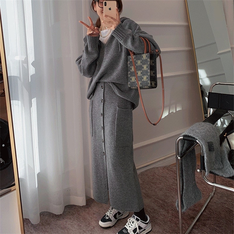 セットアップ ファッション セットアップ ニット ニットスカートセットアップ ルームウェア 上下セット カジュアル スウェット 涼しく楽ちんセットアップ