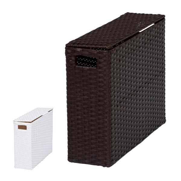 トイレ 収納 トイレラック ペーパーホルダー ラタン風 かご バスケット 薄型 スリム サイドキャビネッ..