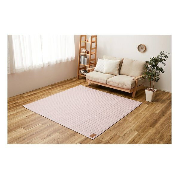 スウェットキルトラグ ココン 約190×190cm 洗濯可 ホットカーペットカバー ピンク 240638051