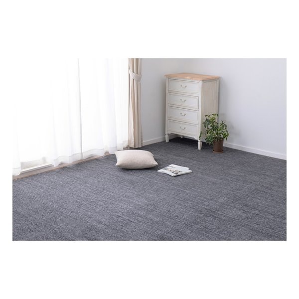 ペットに優しい平織カーペット ラウム カット可 江戸間1帖 約88×176cm ブラック 600017610