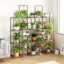 棚 プランターラック レトロ ヴィンテージ調 竹 5列 植物 花棚 ハンギング ガーデン 庭 ベランダ 屋内 リビング ダイニング(3)
