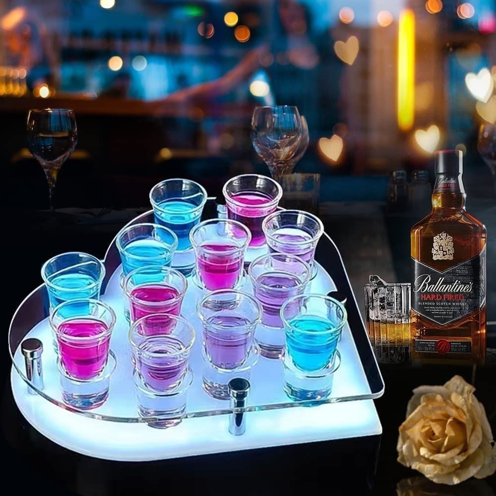 観覧車 LED酒棚の表示棚 観覧車 テキーラ,LED酒ボトルの表示棚 カクテルグラスホルダー テキーラ観覧車 LED酒グラス収納ラック充電式 カクテルグラスの棚 カラフルな光と安定したベースのカップホ