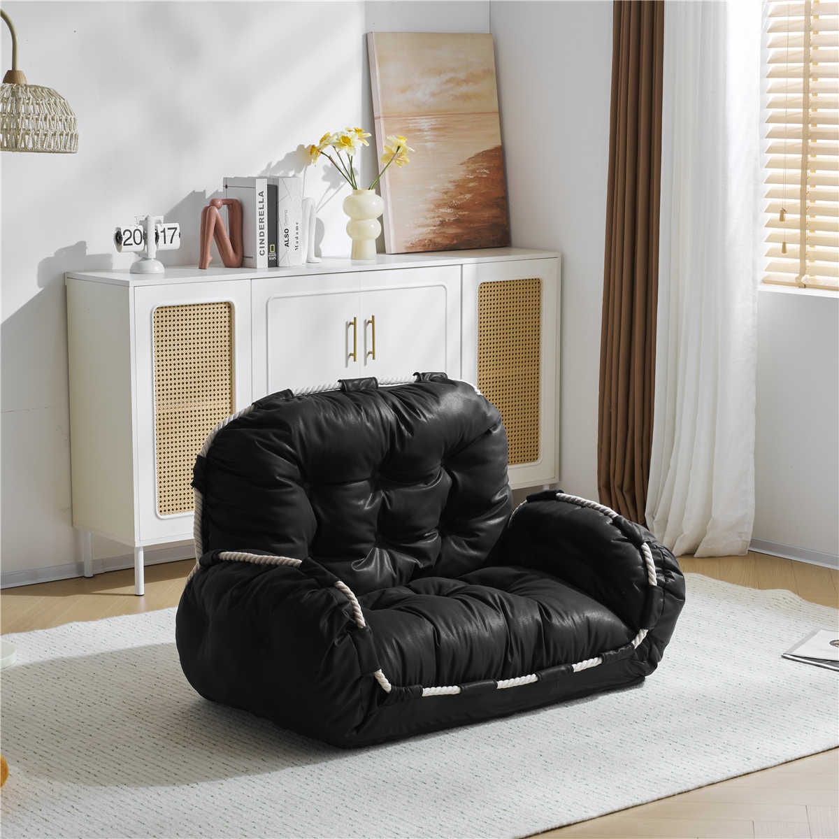 ファッション ソファ 1人掛け ローソファー リクライニング コンパクト肘付き クッシ ョン 背もたれ6段階調整 肘掛け3段階調整　フロアソファ