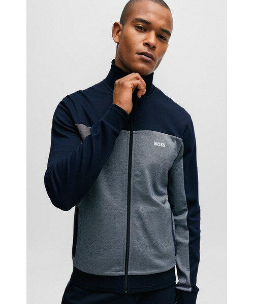 パジャマ ロゴエンブロイダリー コットンブレンド ジップアップジャケット メンズ