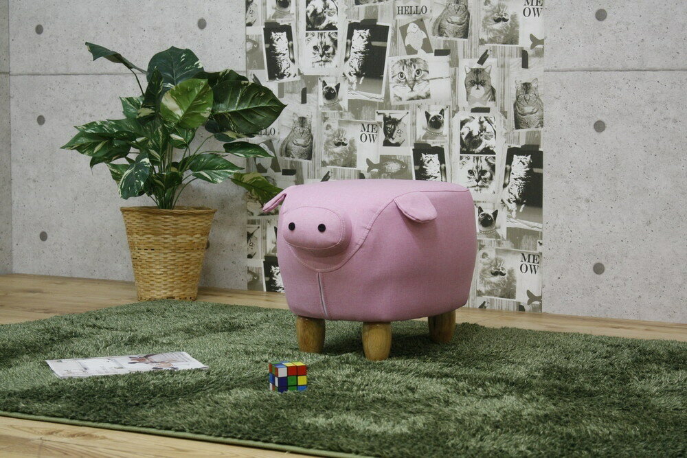 アニマルスツール 動物の形をしたキュートな椅子 PI ST-11 ピッグ ピンク