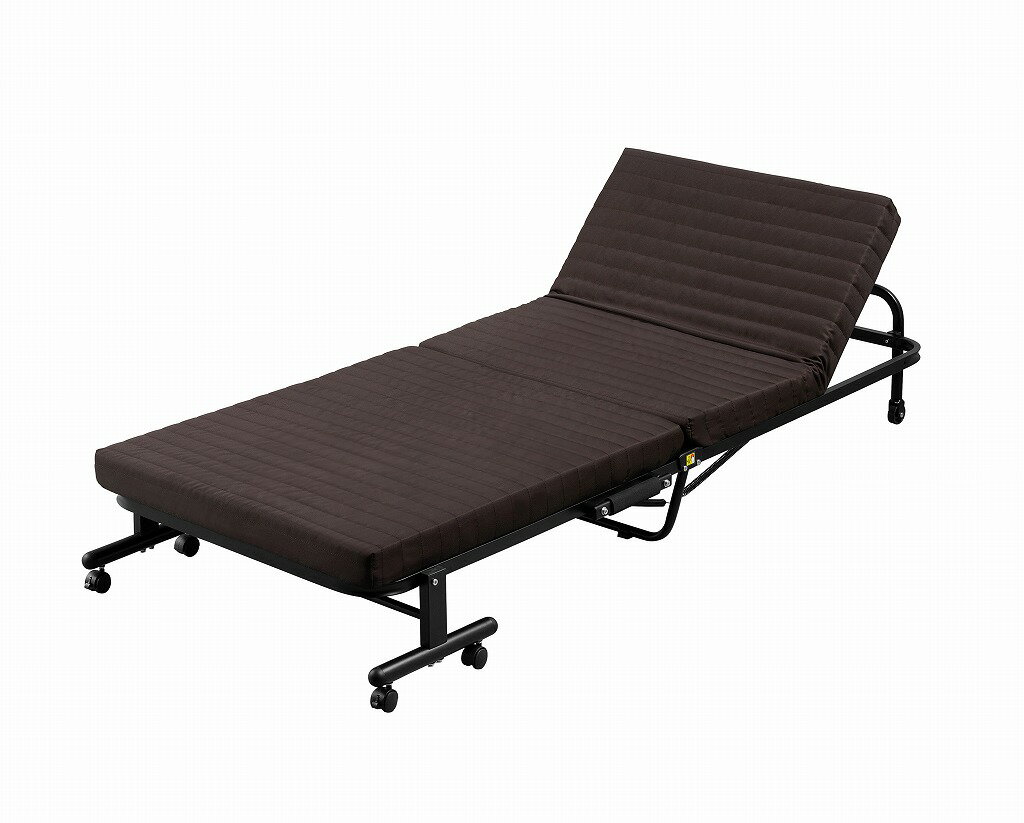 アイリスオーヤマ 折りたたみベッド ブラウン コンパクト 折りたためる 幅89cm 角度調整 リクライニング 14段階 スリム収納 場所をとらない 折り畳み