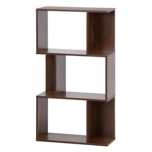 オープンラック シェルフ 3段 幅59×奥行24×高さ106CM ミディアムブラウン ディスプレイラック S型 組立商品 98711