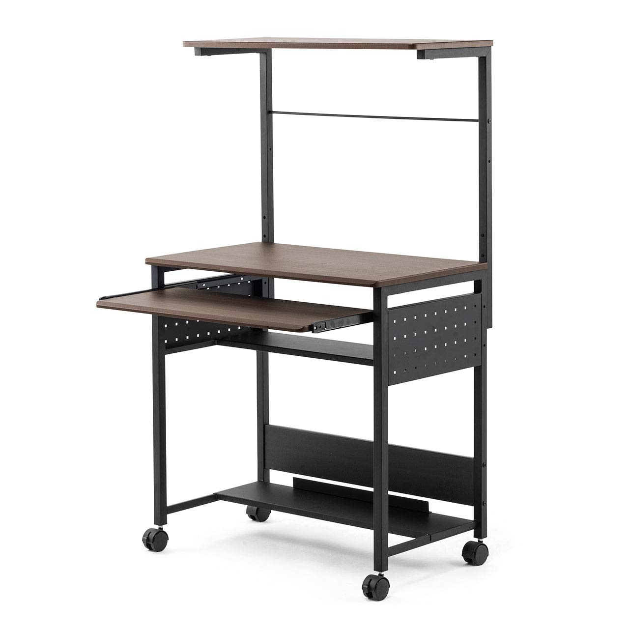 サンワダイレクト パソコンデスク/キーボードスライダー キャスター付 モニターアー